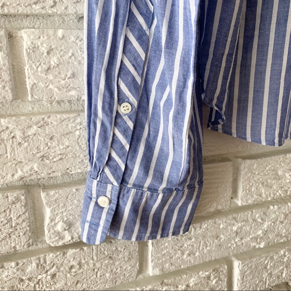 J. Crew Long Sleeve Front Tie Knot Blue Size Large - Picture 6 of 8